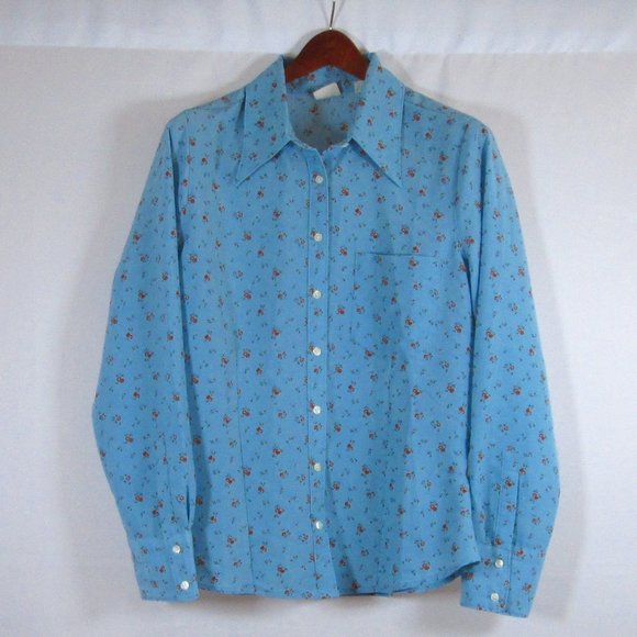 Levi's Tops - Levi's Womens Blue w\ Red Floral Print Long Sleeve Jasper Blouse Size M …